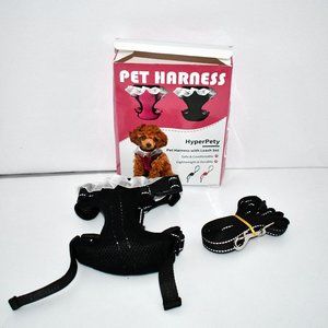 Hyperpety Small Dog Harness & Leash Set – No Pull, Reflective Black Size: SMALL